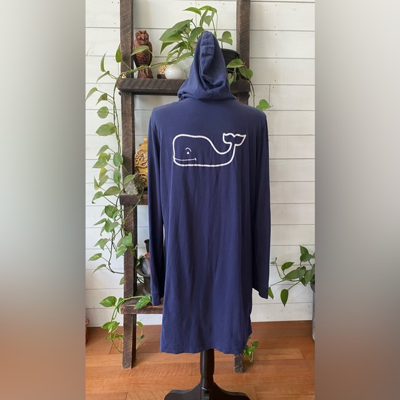Vineyard Vines: Navy Hooded Tunic Dress with Sleeve Detail and Whale Logo - Picture 4 of 17